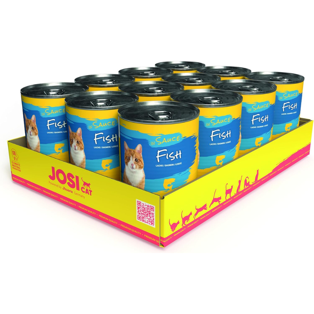 JOSICAT Fish in Sauce Set 12 x 415 g – Hrană Umedă Premium pentru Pisici Adulte, cu Pește Fraged în Sos