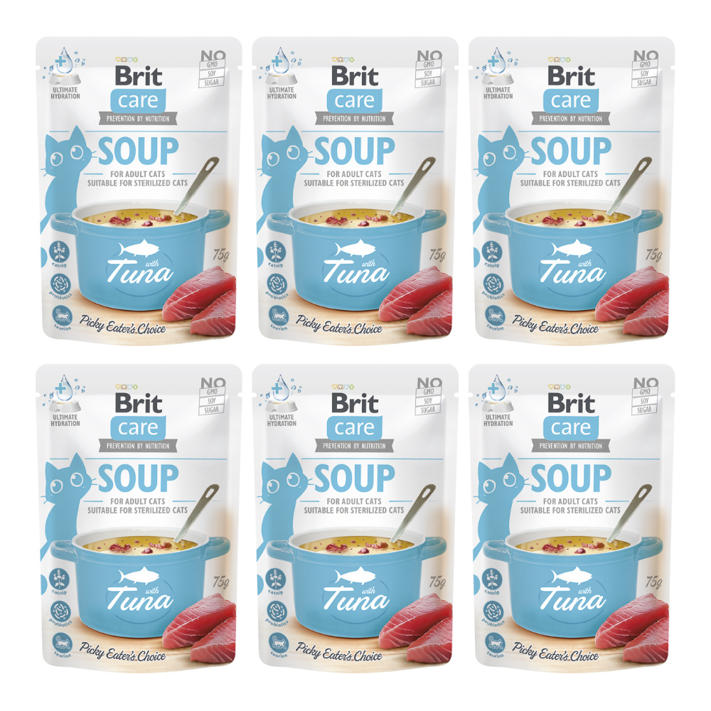 BRIT CARE Cat Soup, cu Ton, Set Plicuri Hrana Umeda Pentru Pisici (supă cremoasă), 6x75g