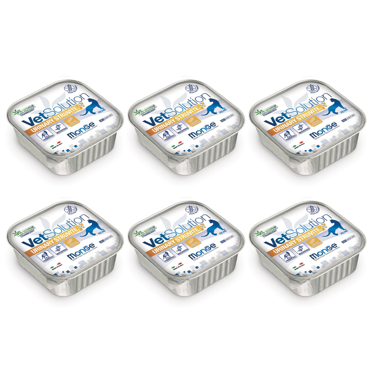 MONGE VETSOLUTION Urinary Struvite Feline, Set Conserve Hrana Umeda Pentru Pisici cu Afectiuni ale Tractului Urinar, 6x100g