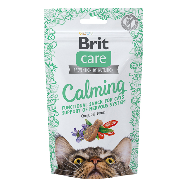 BRIT CARE Cat Snack Calming, Gustare Functionala Fără Cereale pentru Pisici Adulte, cu Catnip și Goji, 50g