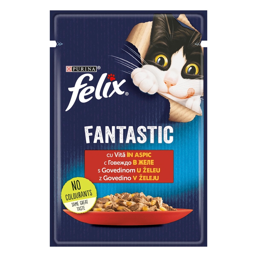 FELIX Fantastic, cu Vita in Aspic, Plic Hrana Umeda Pentru Pisici Adulte, 85g