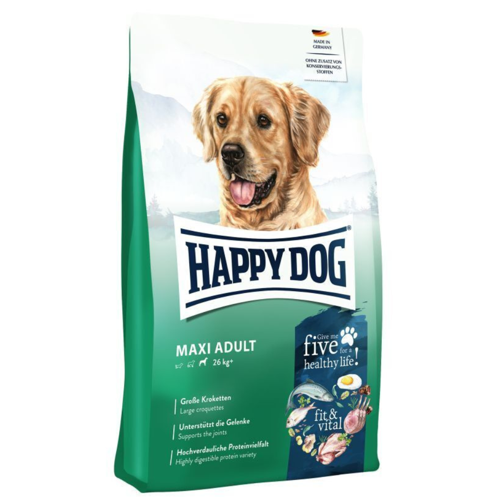 HAPPY DOG Fit & Vital Maxi Adult – Hrană Uscata, fara Gluten si cu 5 Surse de Proteine Animale, pentru Câini Adulți de Talie Mare, 14kg
