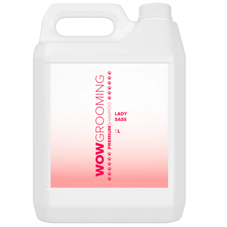 WOW GROOMING Performance Lady Sassy, Sampon Concentrat  1:25, cu Actiune Blanda, Pentru Curatare Profunda Orice Tip de Blana Caine, 5L