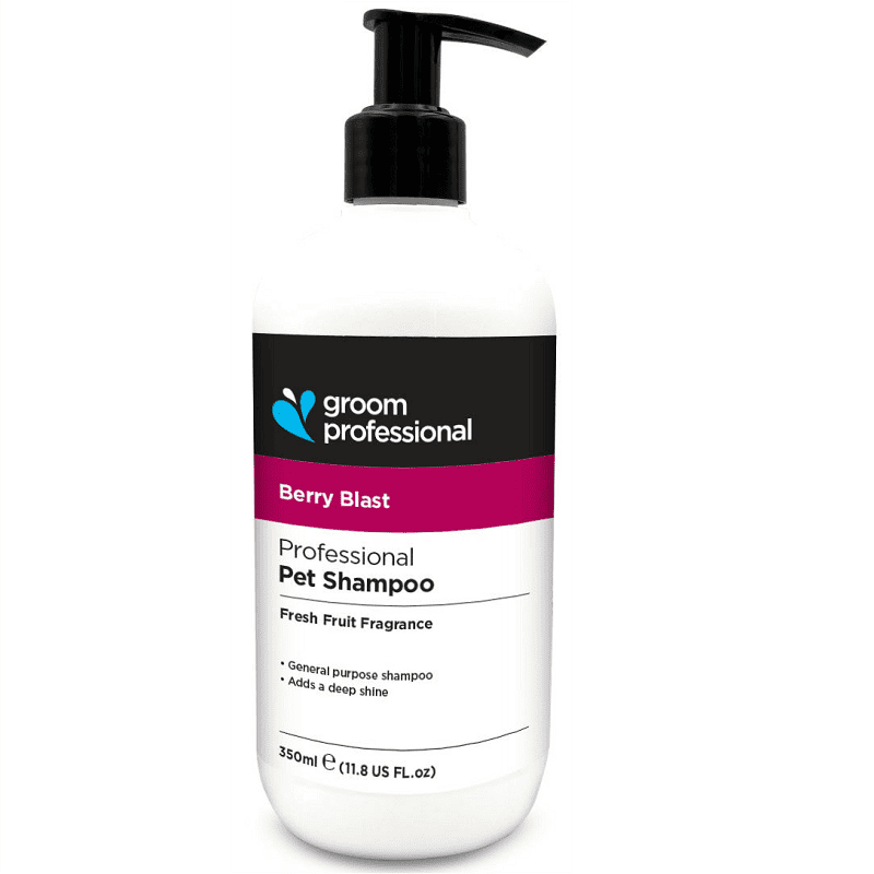 GROOM PROFESSIONAL Berry Blast Shampoo 350 ml| Șampon Profesional Concentrat (10:1) Revitalizant pentru Câini | Curățare în Profunzime și Parfum Fructat