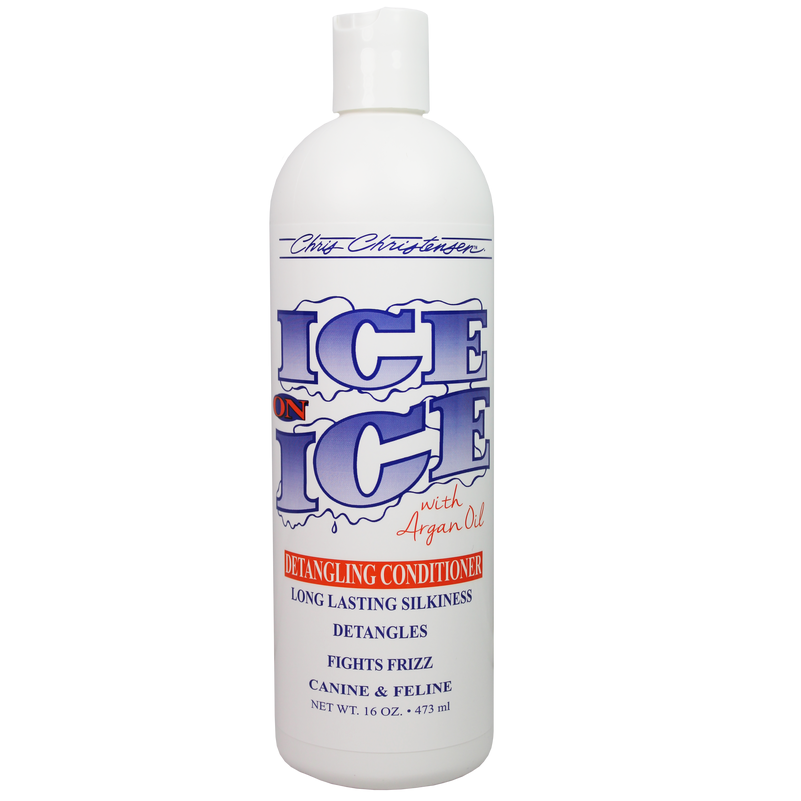 CHRIS CHRISTENSEN Systems Ice on Ice Detangling Conditioner 473 ml | Balsam Profesional cu Ulei de Argan pentru Descalcirea Blanii la Caini si Pisici