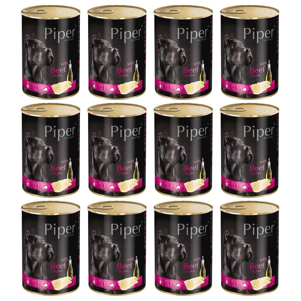 PIPER Animals, cu Burta de Vita, Set Conserve Hrana Umeda Pentru Caini, 12x400g