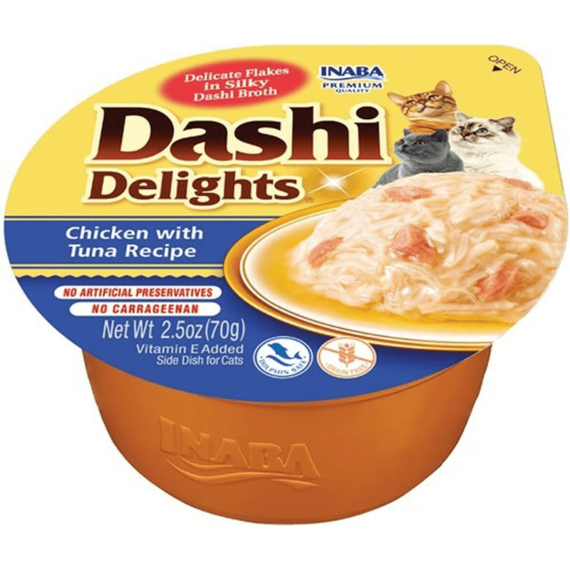 CIAO Dashi Delights Pui cu Ton 70 g | Hrana Umeda Complementara pentru Pisici | Bucatele de Carne in Supa Dashi, Delicioasa si Sanatoasa, Fara Cereale