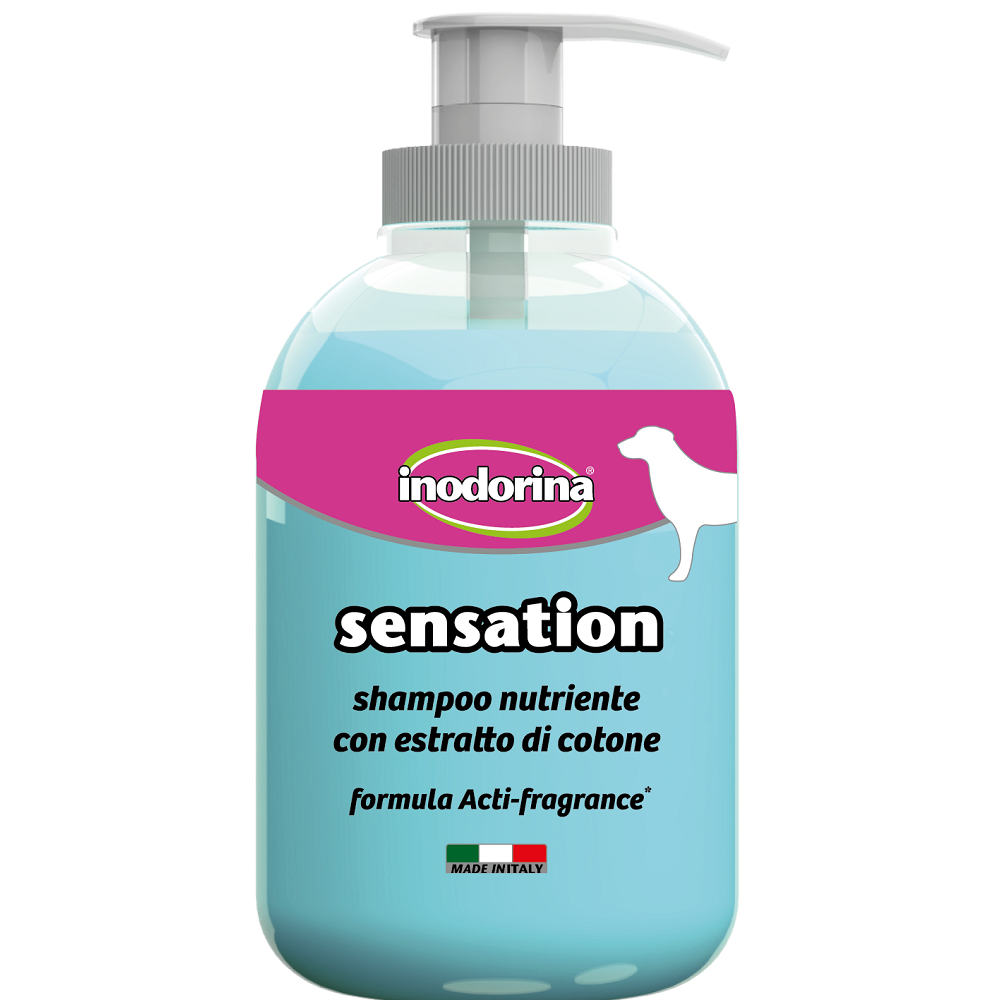 INODORINA Sensation Sampon Hidratant Pentru Caini, cu Extract de Bumbac, Orice Tip de Blana, 300ml