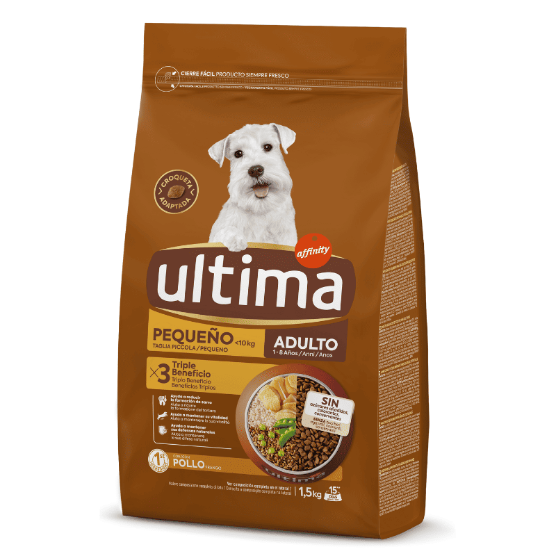 ULTIMA Dog Mini Adult Pui 1.5 kg | Hrană Uscată pentru Câini de Talie Mică | Suport pentru Vitalitate şi Masă Musculară
