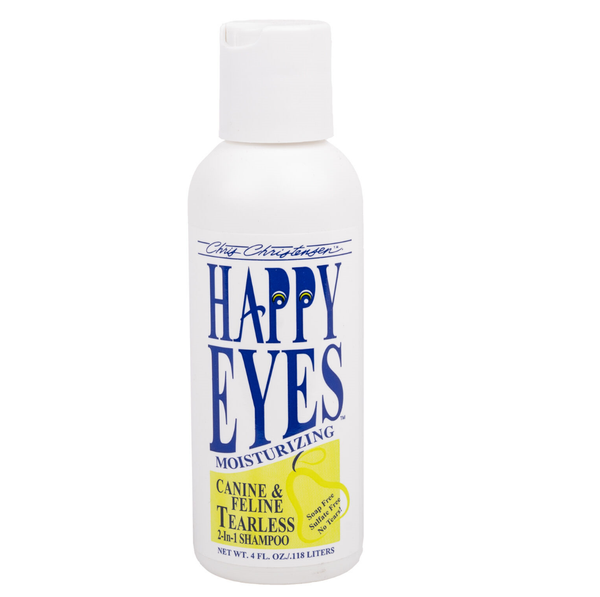 CHRIS CHRISTENSEN Happy Eyes Tearless, Sampon Profesional 2 in 1, Fara Lacrimi, Hipoalergenic Pentru Pui Catel si Pisica | Adulti cu Piele Sensibila, Usor Iritabila sau Alergici, 118ml