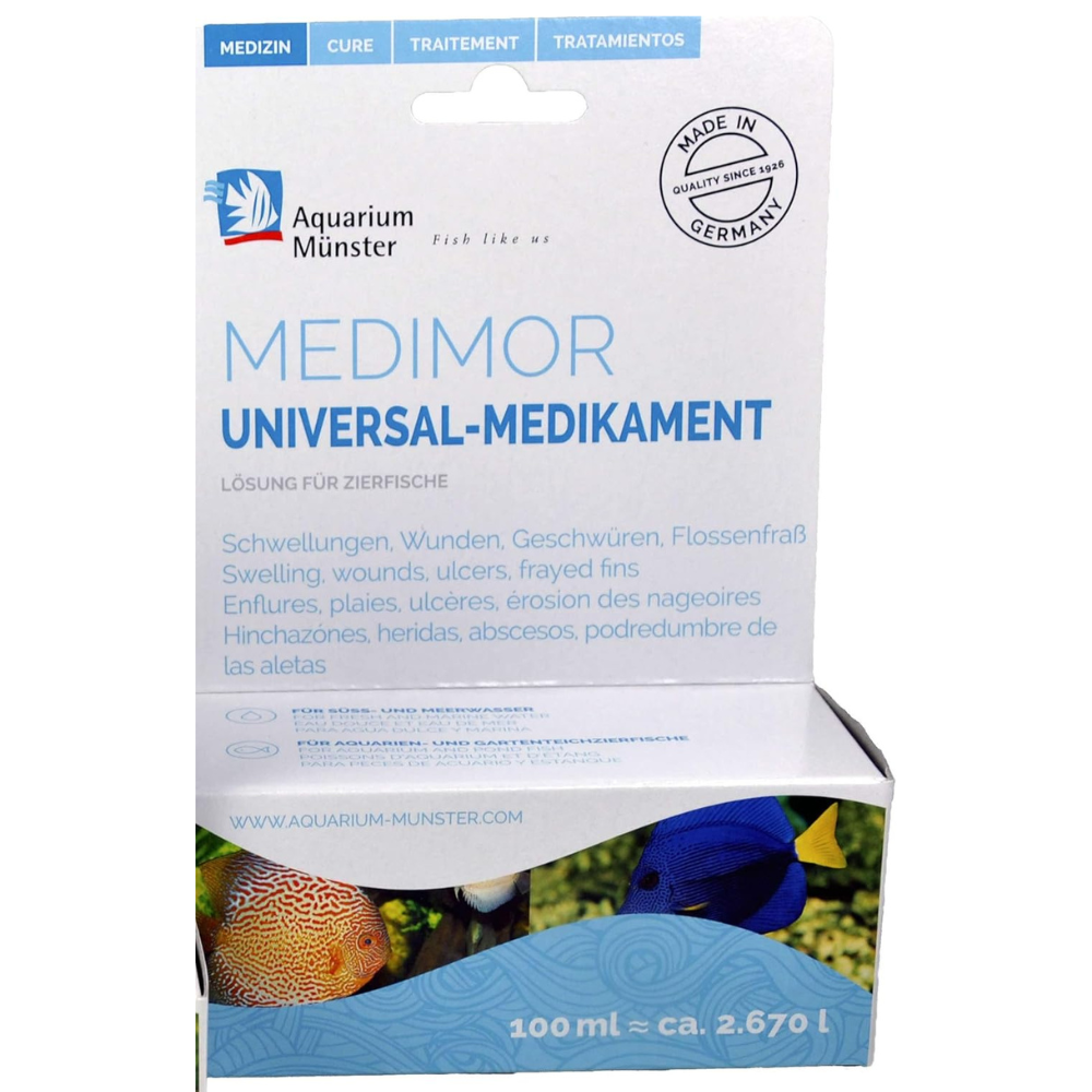 Aquarium Munster MEDIMOR 30 ml, Fresh / Marin – Tratament Universal pentru Boli Infecțioase la Pești Ornamentali de Apă Dulce și Marină