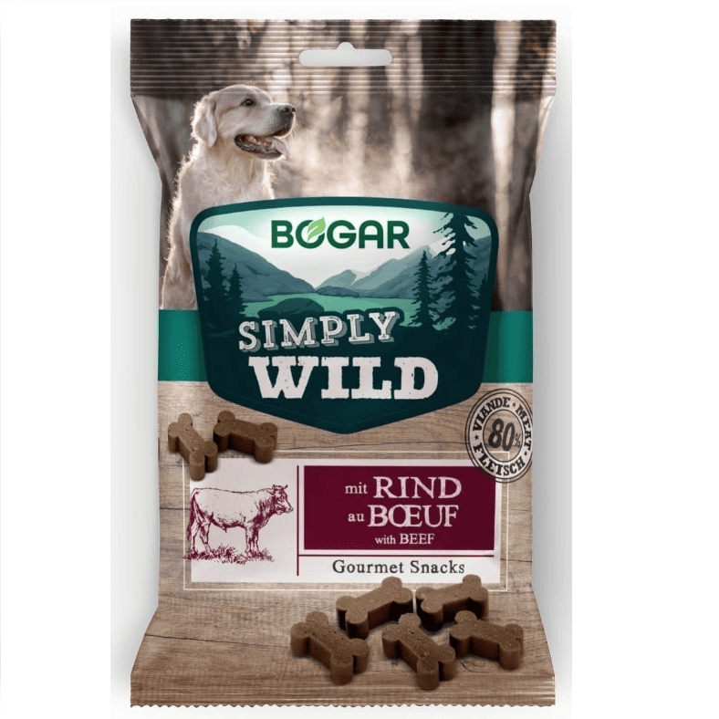 BOGAR Simply Wild cu Vita 100 g | Recompense Moi pentru Caini cu 52% Carne de Vita