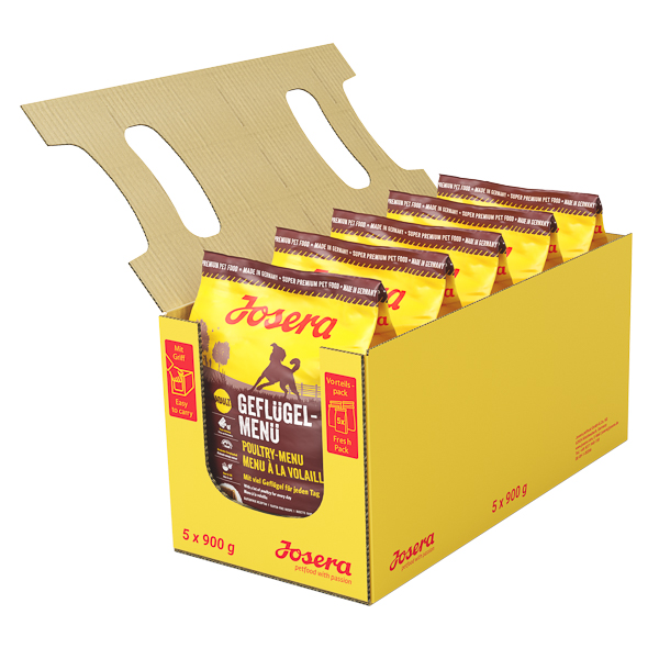 JOSERA Poultry-Menu Set 5x900 g – Hrană Uscată cu Carne de Pasăre pentru Câini Adulți