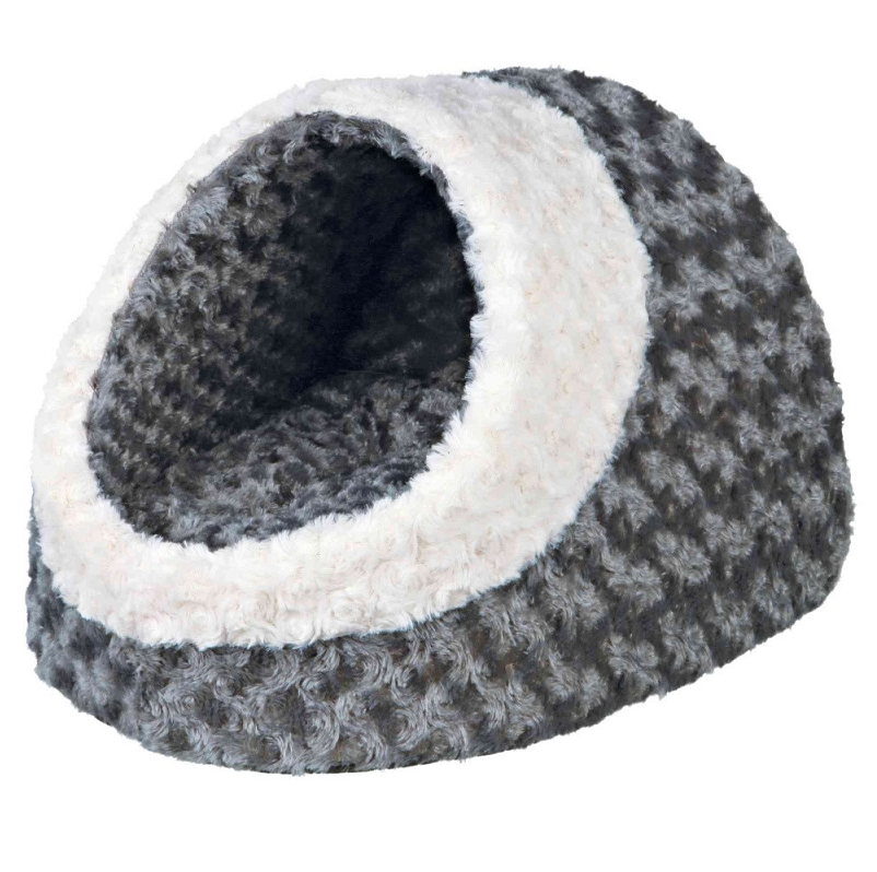 TRIXIE Casuta Caine / Pisica KALINE, Plus Gri si Alb, Saltea Detasabila, 35x26x41cm