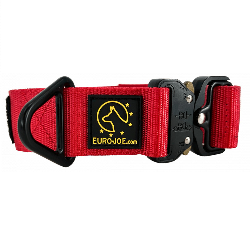 EURO JOE Tactical, Zgarda Nylon Pentru Caini, Rosie, Marime XL 25-53cm