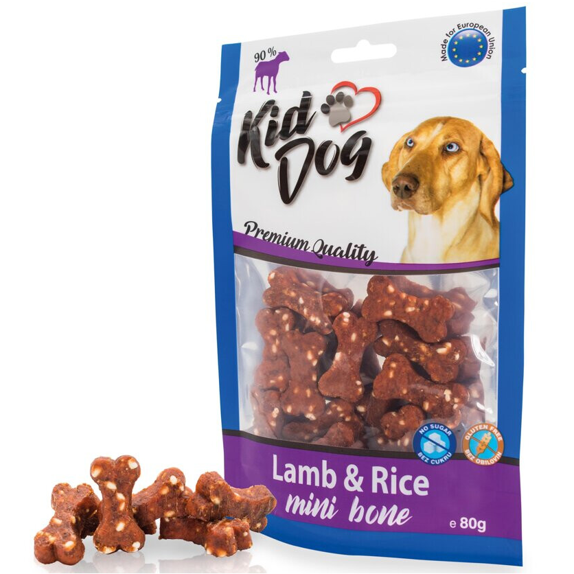 KIDDOG Mini Oase cu Miel și Orez pentru Câini, 80g – Recompense cu 90% Carne