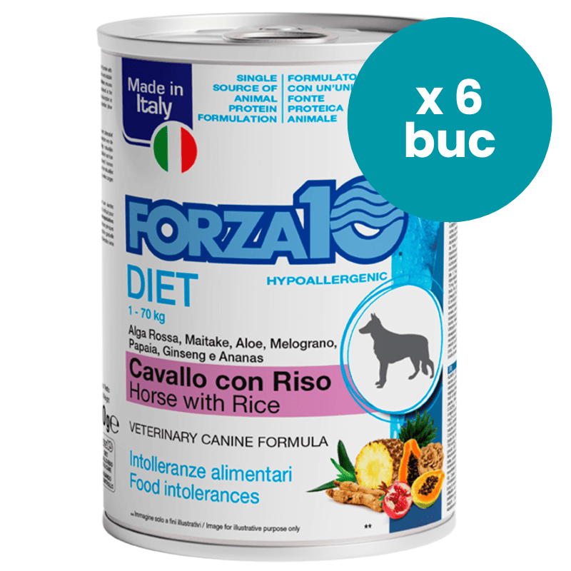 FORZA10 Solo Diet cu Cal si Orez,, Multipack 6x400g - Hrana Umeda Monoproteica pentru Caini cu Alergii si Intolerante | Dieta de Excludere 