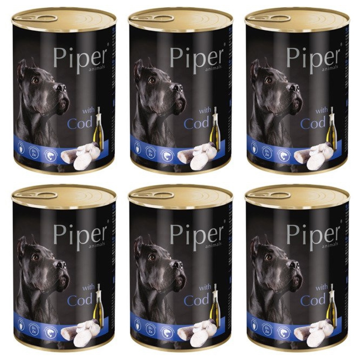 PIPER Animals, cu Cod, Set Conserve Hrana Umeda Pentru Caini, 6x400g
