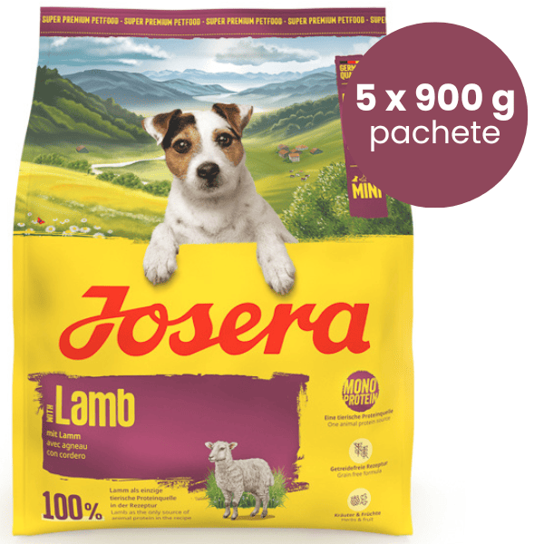 JOSERA Mini, cu Miel Set 5 x 900 g | Hrana Uscata Monoproteica pentru Caini Adulti de Talie Mica | Fara Cereale, Crochete Mini