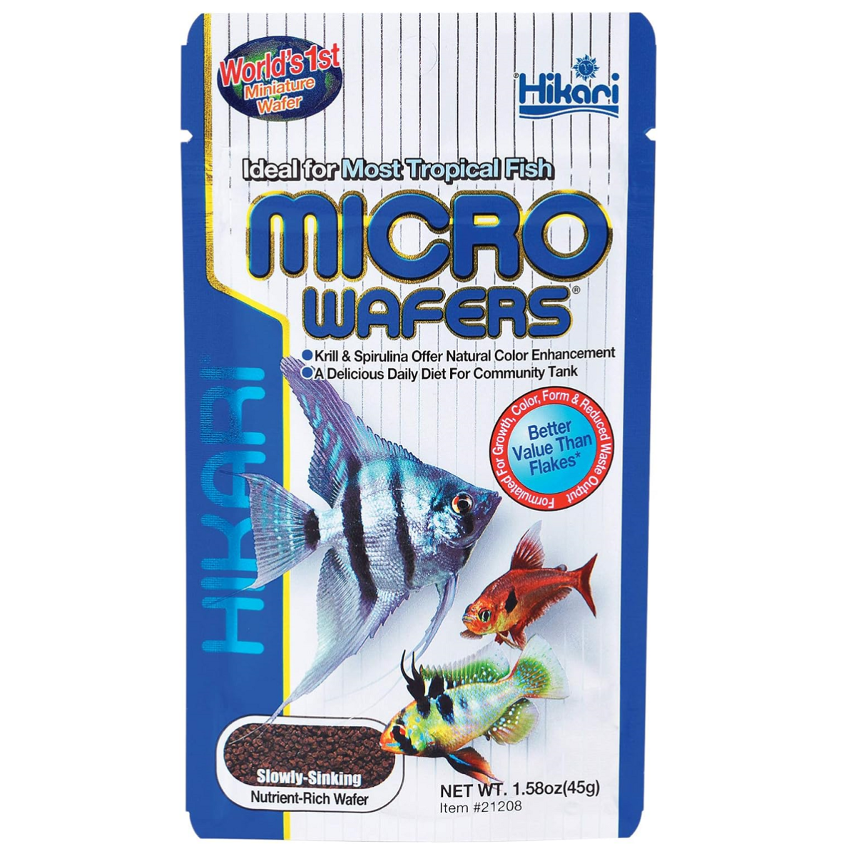 HIKARI Micro Wafers, 45 g – Hrana Care se Scufunda Lent pentru Pesti de Acvariu Mici si Medii