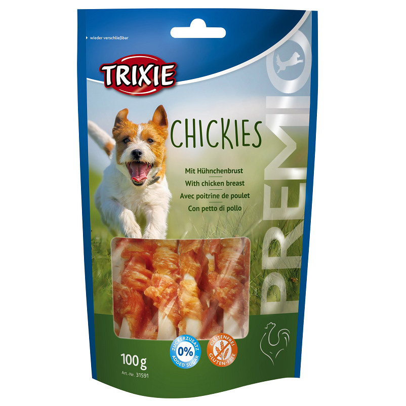 Recompensa Caini PREMIO CHICKIES Os Calciu cu Carne de Pui, 100g