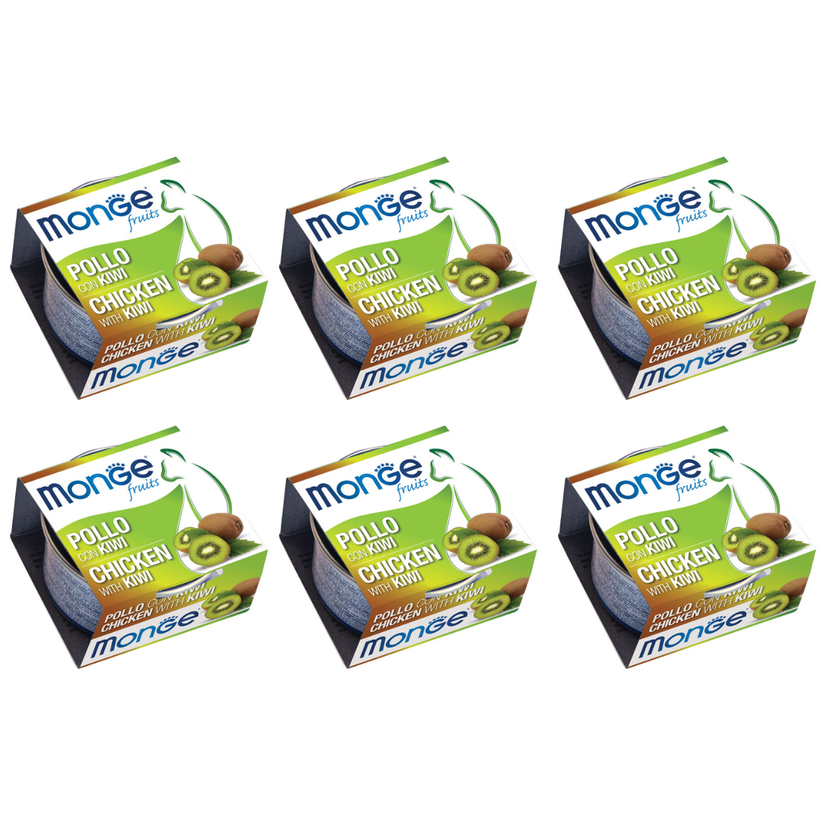 MONGE Fruits Cat, cu Pui si Kiwi, Set Conserve Hrana Umeda Pentru Pisici Adulte, 6x80g