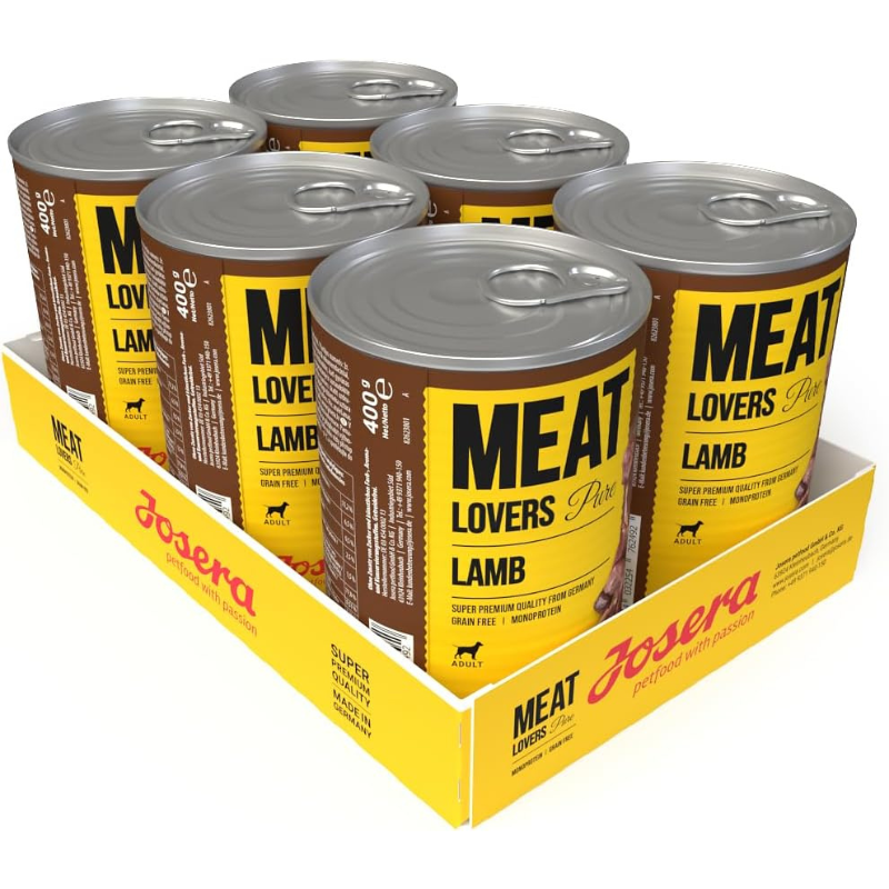Josera Meat Lovers Pure Lamb 6x400 g – Hrană Umedă Superpremium Monoproteică pentru Câini Adulți, fără Cereale și Gluten