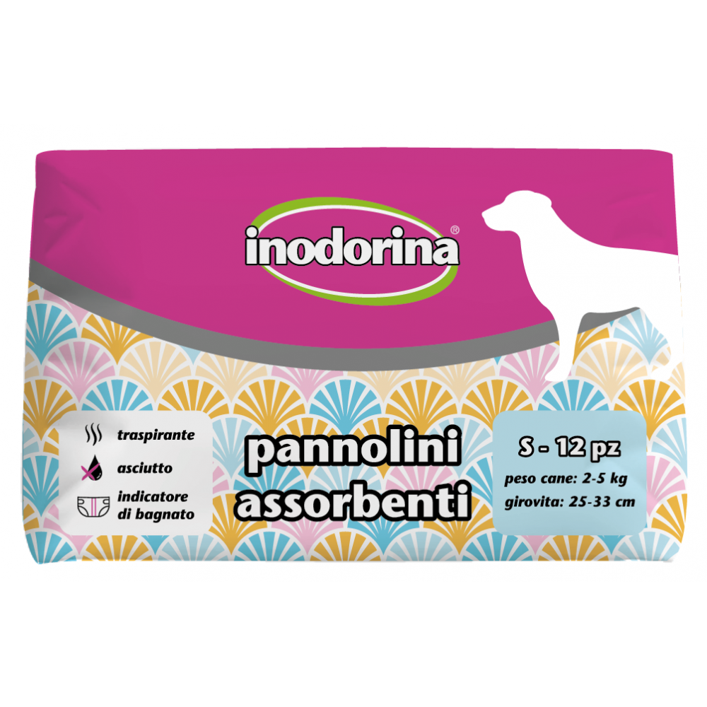 INODORINA Scutece Absorbante Pentru Caini, Femele, Marime S 2-5kg, 12buc