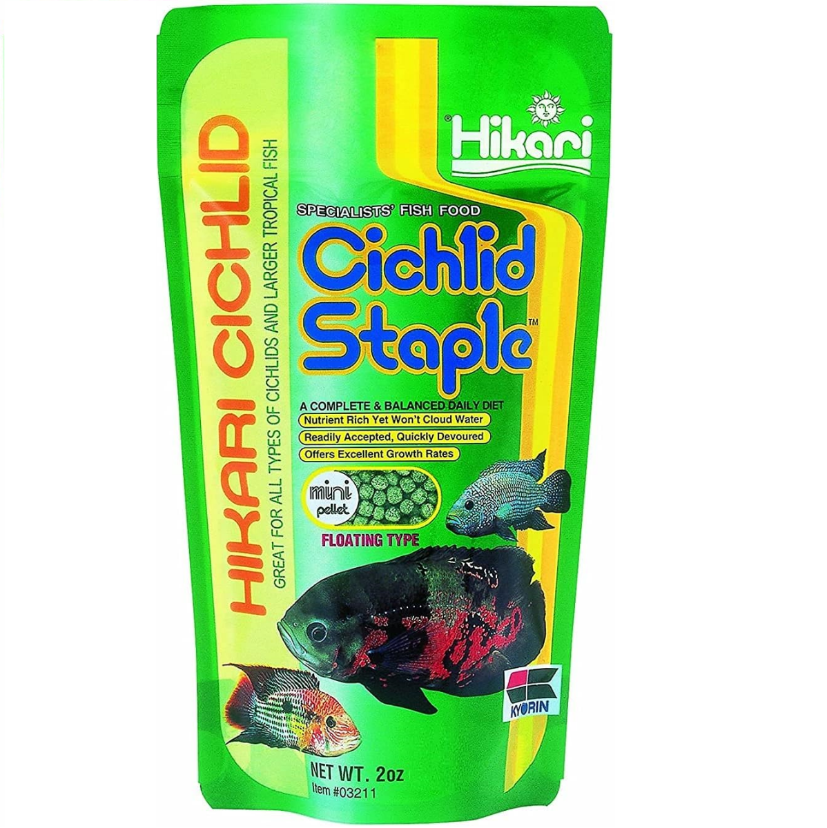 HIKARI Cichlid Staple Mini, 57 g – Hrana Zilnica cu Granule Plutitoare pentru Ciclide de Acvariu