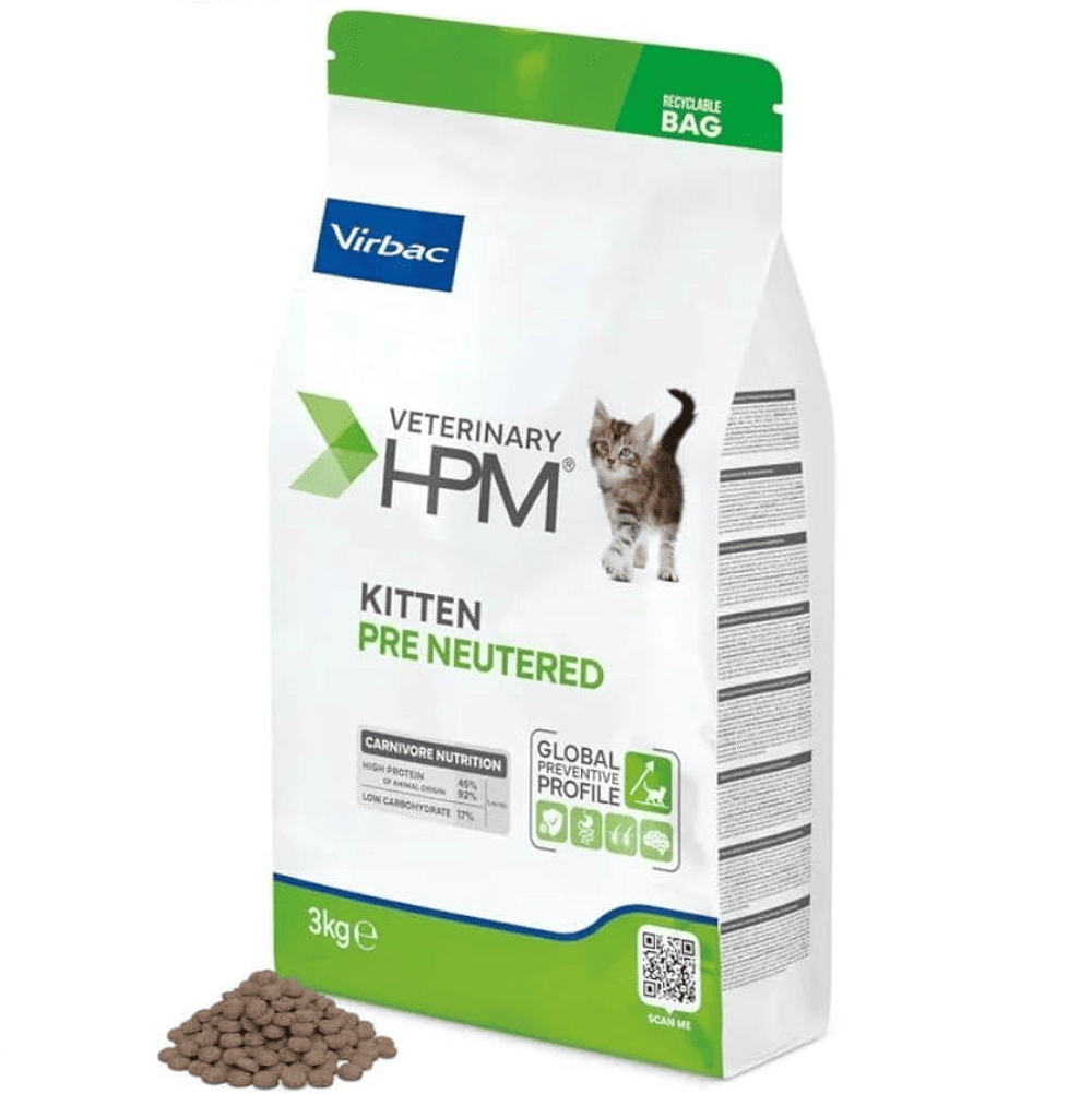 VIRBAC Veterinary HPM Baby Pre Neutered Cat 3kg | Hrana Uscata pentru Pui de Pisica si Femele Gestante sau in Lactatie