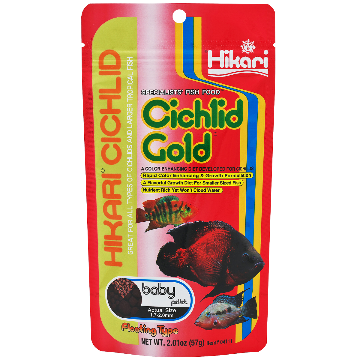 HIKARI Cichlid Gold Baby, Hrana Pentru Intensificarea Coloritului Ciclidelor Mici si a Altor Pesti Tropicali, 57g