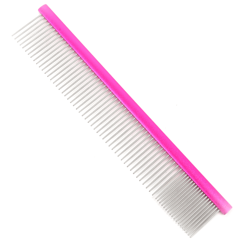 GROOM PROFESSIONAL Spectrum Aluminium Comb 80/20 Dark Pink 25cm | Pieptene Profesional pentru Câini cu Blană Lungă și Deasă