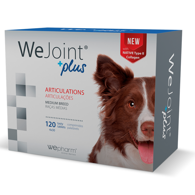 WePHARM WeJoint Plus Medium Breed 120 Comprimate – Supliment cu Colagen Tip II pentru Articulatii Sanatoase la Caini de Talie Medie