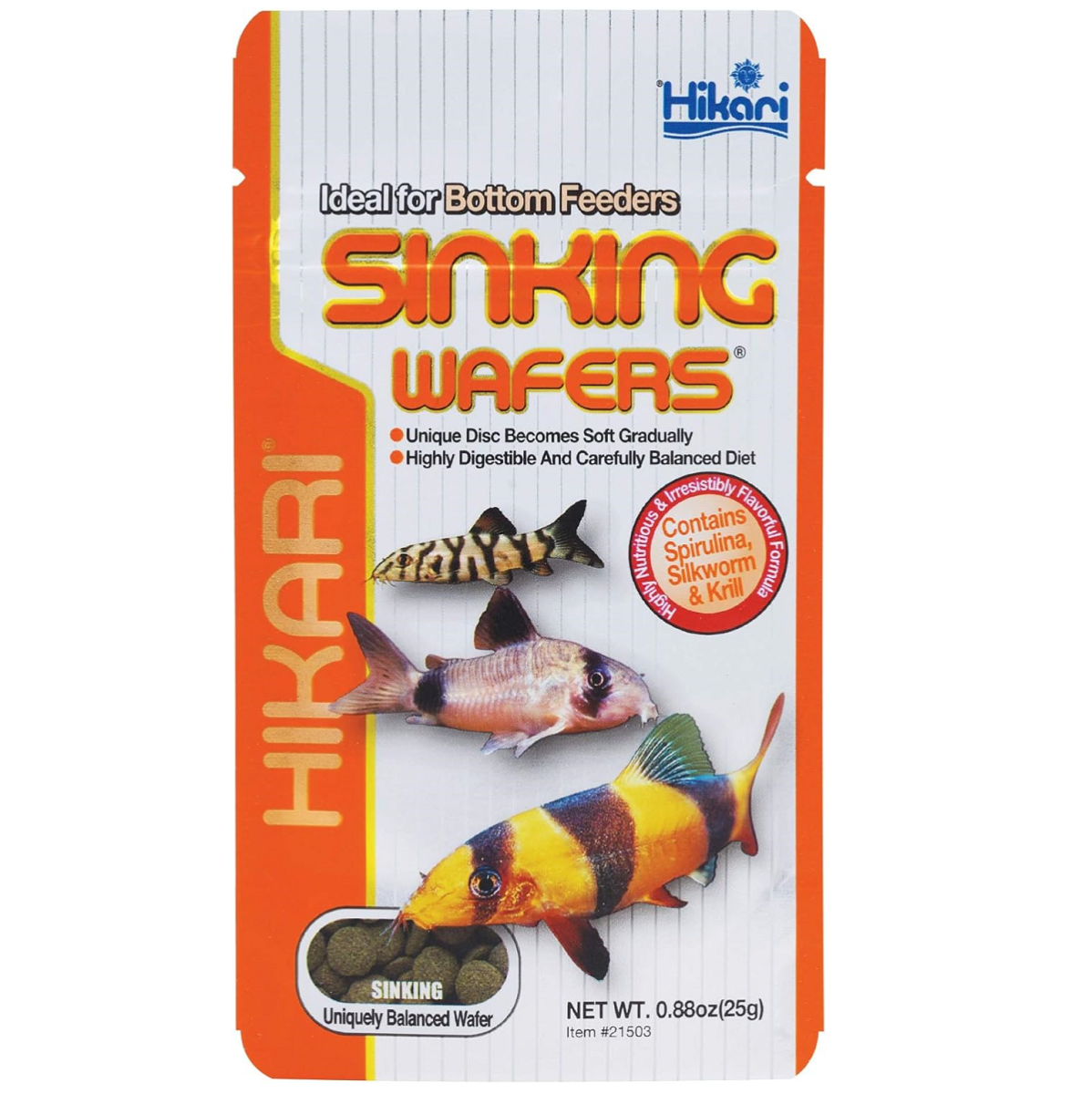 Hikari Sinking Wafers, 25 g – Hrana Completa pentru Pesti Corydoras, Botia si Alti Pesti de Fund