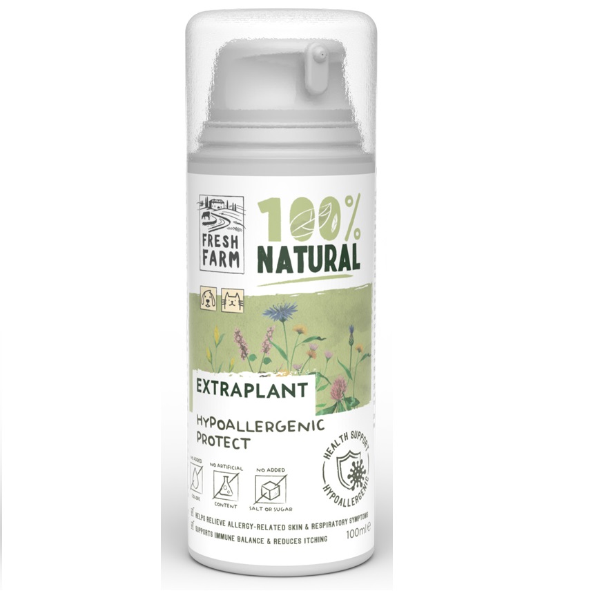 FRESH FARM Extraplant Hypoallergenic Protect 100 ml - Supliment Fitoterapeutic pentru Prevenirea si/sau Atenuarea Reactiilor Alergice, Eczeme si Congestii Respiratorii la Caini si Pisici
