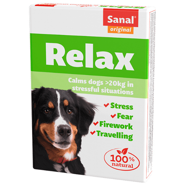 SANAL Relax 15 Tablete Anti-Stres pentru Caini de Talie Mare (peste 20 kg) | Artificii, Furtuni si Calatorii