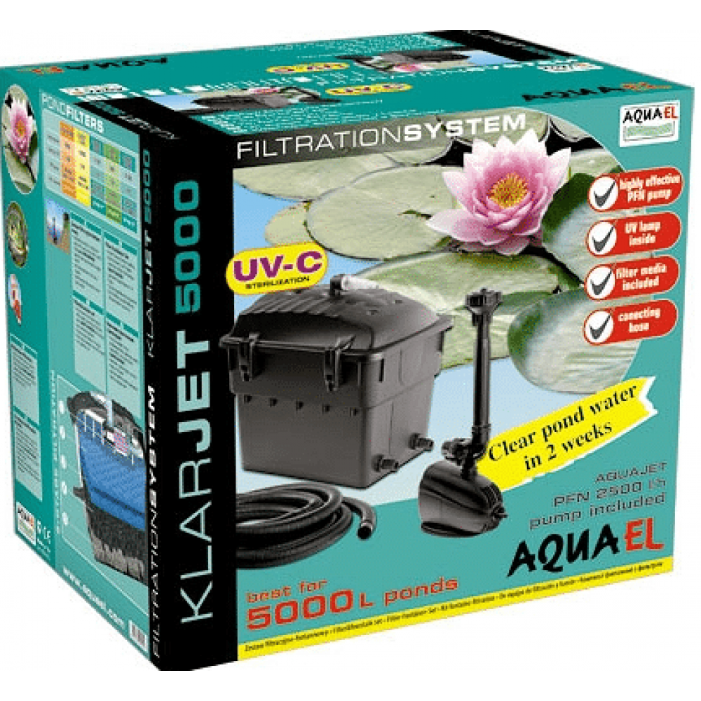 Filtru Iaz AQUAEL KlarJet 5000 – Sistem Complet cu UV și Pompa PFN 3500 pentru Iazuri de până la 5000 Litri