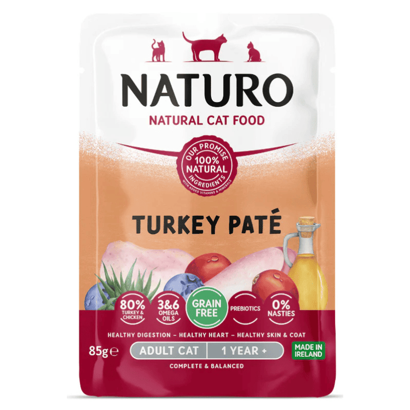 NATURO Adult Cat Grain Free Pate cu Curcan si Pui 85 g | Hrana Umeda Completa fara Cereale 100% Naturala pentru Pisici Adulte