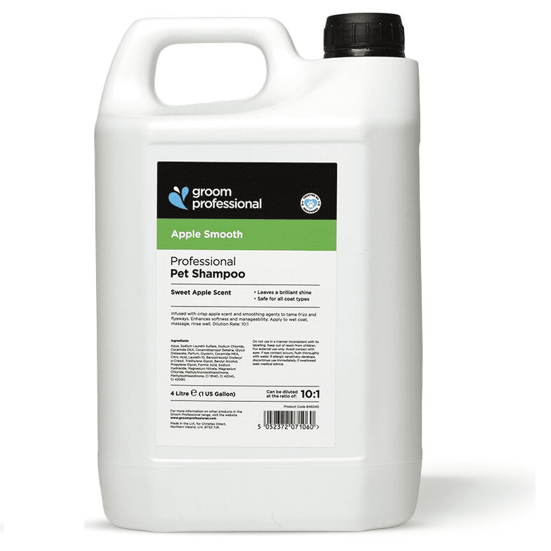 GROOM PROFESSIONAL Apple Smooth 4 L | Șampon Profesional Concentrat (dilutie 10:1) Anti-Mătreață cu Extract de Măr Verde pentru Câini,