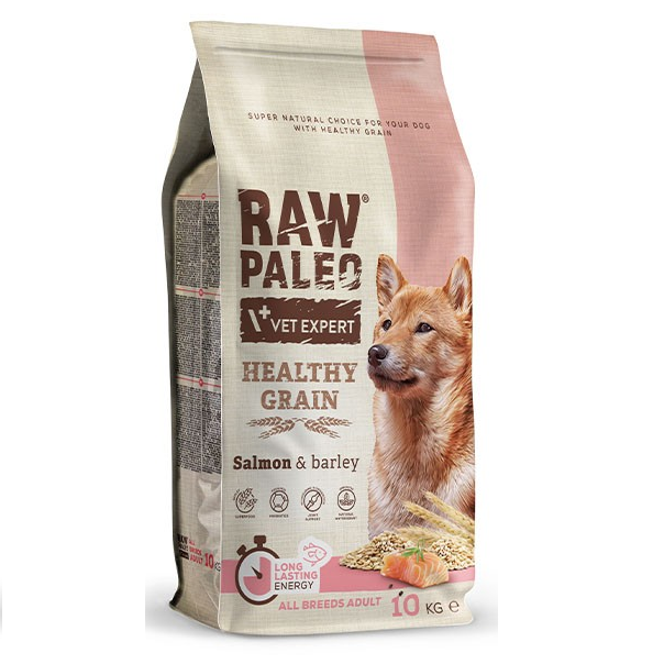 RAW PALEO Healty Grain Adult, Hrana Uscata Monoproteica, cu Somon, Pentru Caini Adulti, 10kg