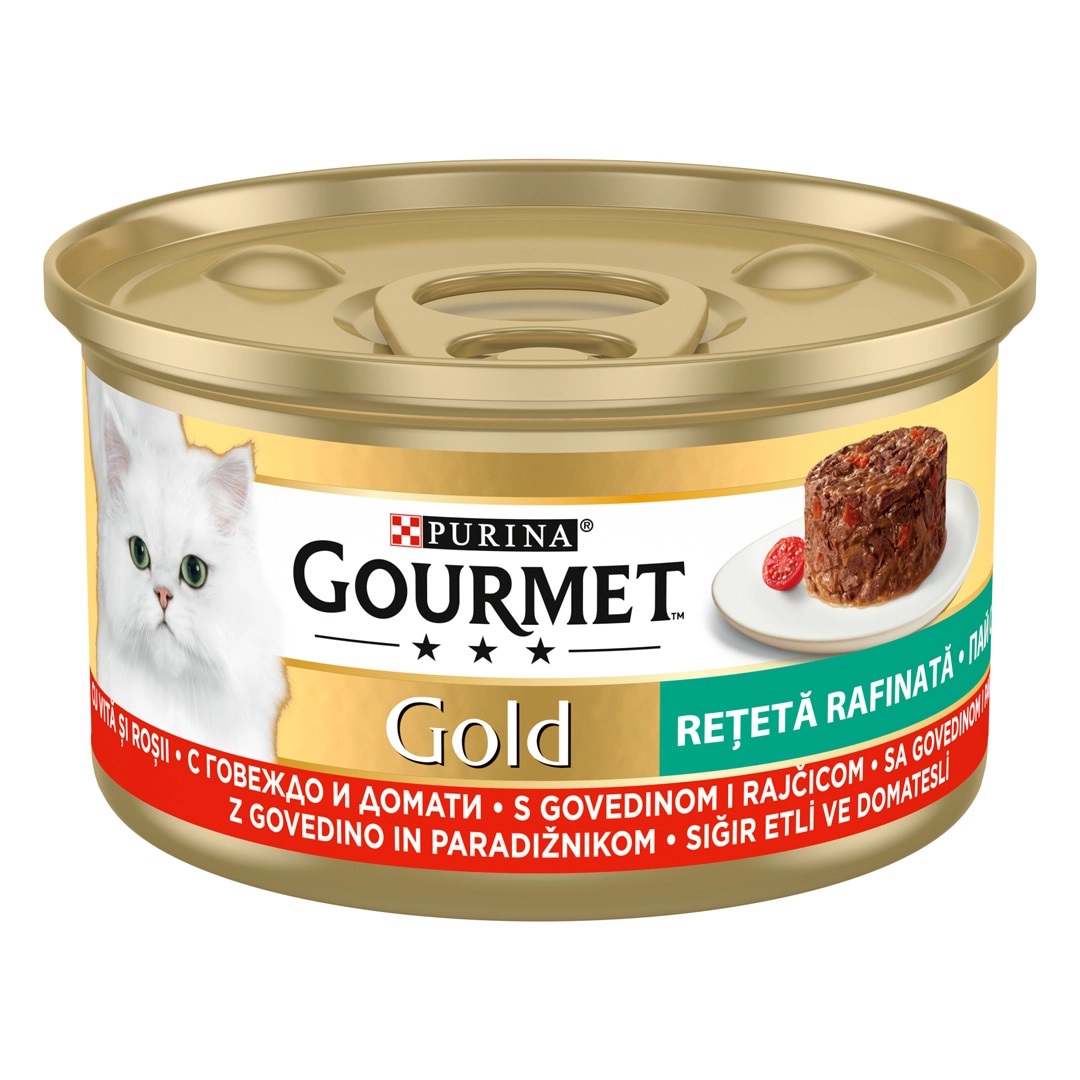 PURINA Gourmet Retete Rafinate, cu Vita si Rosii, Conserva Hrana Umeda Pentru Pisici, 85g