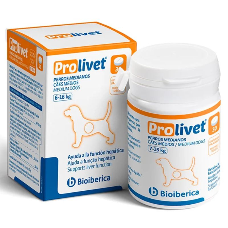 Prolivet Medium Breed 30 Comprimate – Supliment Hepatic pentru Câini de Talie Medie, Protecția și Regenerarea Ficatului
