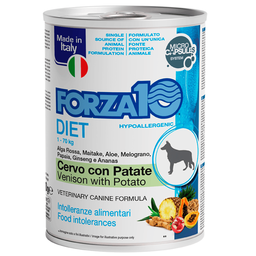 FORZA10 Solo Diet cu Vanat si Cartofi, 400g - Hrana Umeda Monoproteica pentru Caini cu Alergii si Intolerante | Dieta de Excludere 