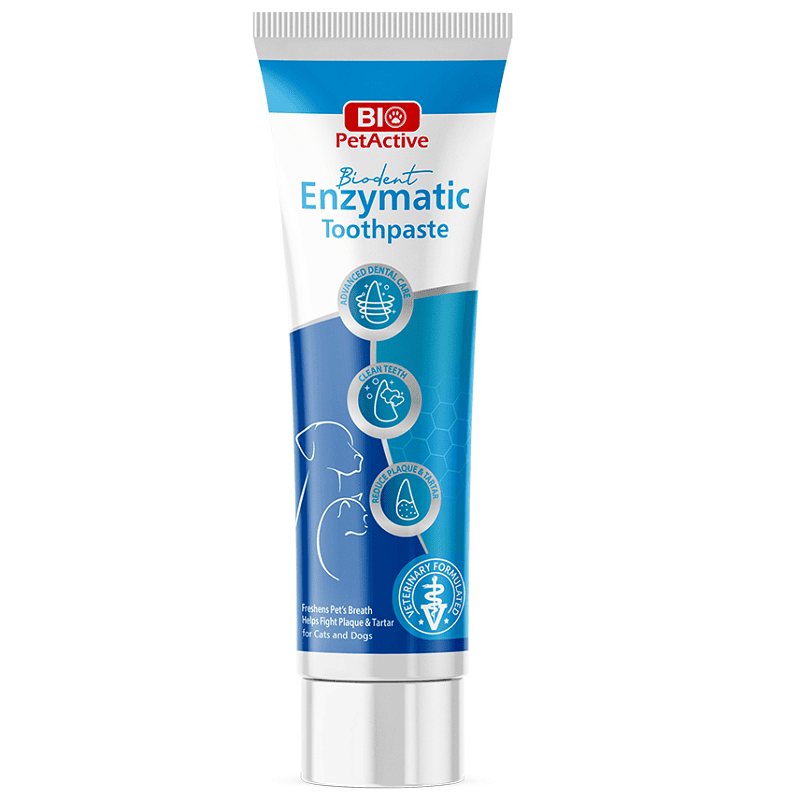 BIO PetActive Biodent Enzymatic Toothpaste 100 ml | Pasta de Dinti Enzimatica pentru Caini si Pisici | Reduce Placa, Tartrul si Improspateaza Respiratia