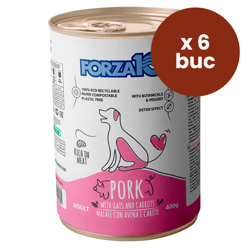 FORZA 10 Maintenance cu Porc si Morcov, 6x400 g – Multipack Hrana Umeda Completa pentru Caini Adulti