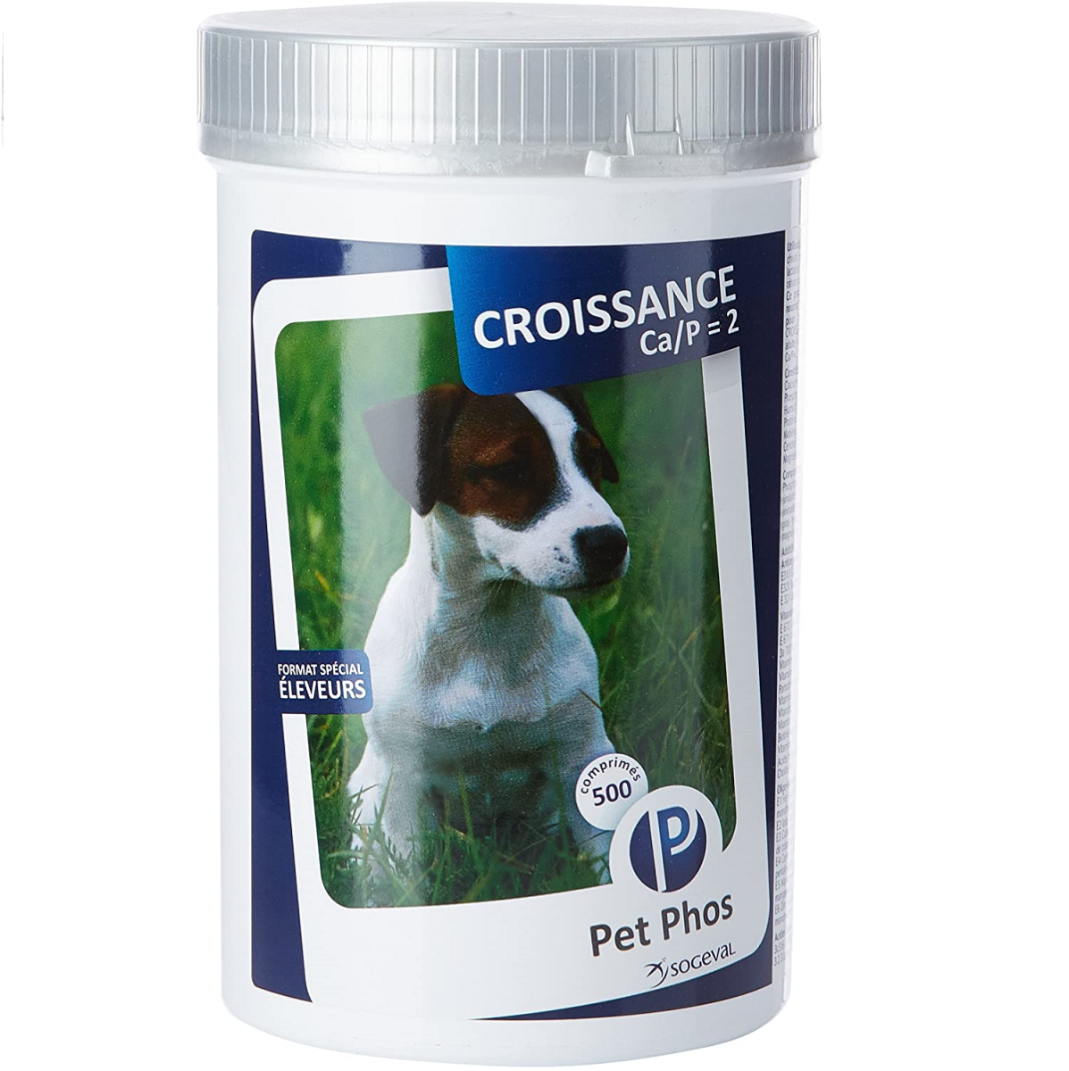 PET PHOS Croissance Ca/P=2, Supliment Vitamino-Mineral Caini Talie Mica | Medie, 500 Tablete