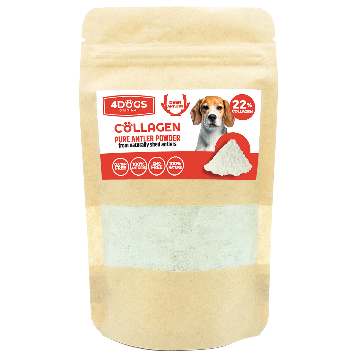 4DOGS ORIGINAL, Supliment Nutritional Pulbere Pura din Coarne de Cerb, 100g