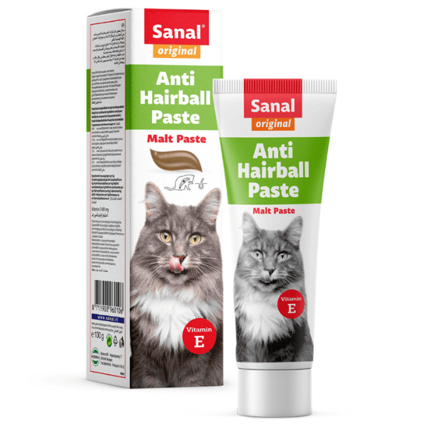 SANAL Anti-Hairball Malt Paste pentru Pisici 100 g | Pasta cu Malt si Vitamina E pentru Prevenirea si Eliminarea Ghemotoacelor de Par