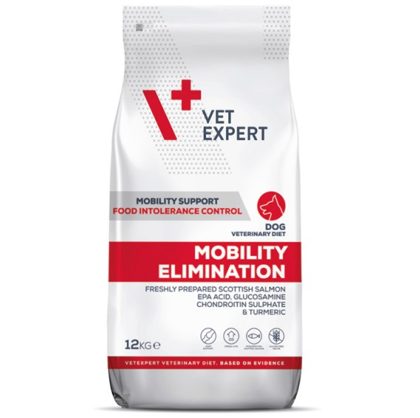 VETEXPERT 4T VETERINARY DIET Mobility Elimination, Hrana Uscata Caine cu Intoleranta Alimentara si Afectiuni Articulare | Reumatism, 12kg