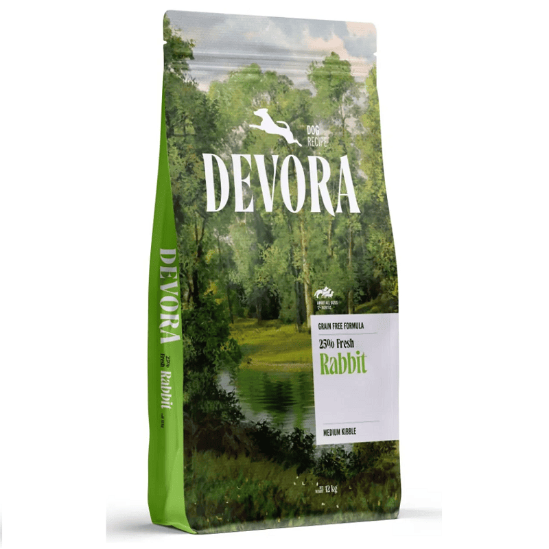 DEVORA Grain Free Single Protein Dog Adult Medium & Large, cu Iepure 12 kg | Hrana Uscata Hipoalergenica Monoproteica pentru Caini Adulti de Talie Medie sau Mare
